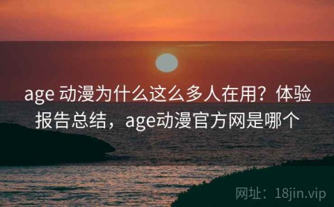 age 动漫为什么这么多人在用？体验报告总结，age动漫官方网是哪个