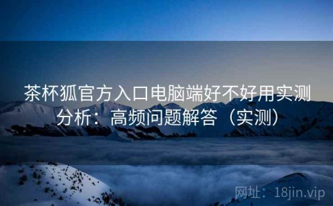 茶杯狐官方入口电脑端好不好用实测分析：高频问题解答（实测）